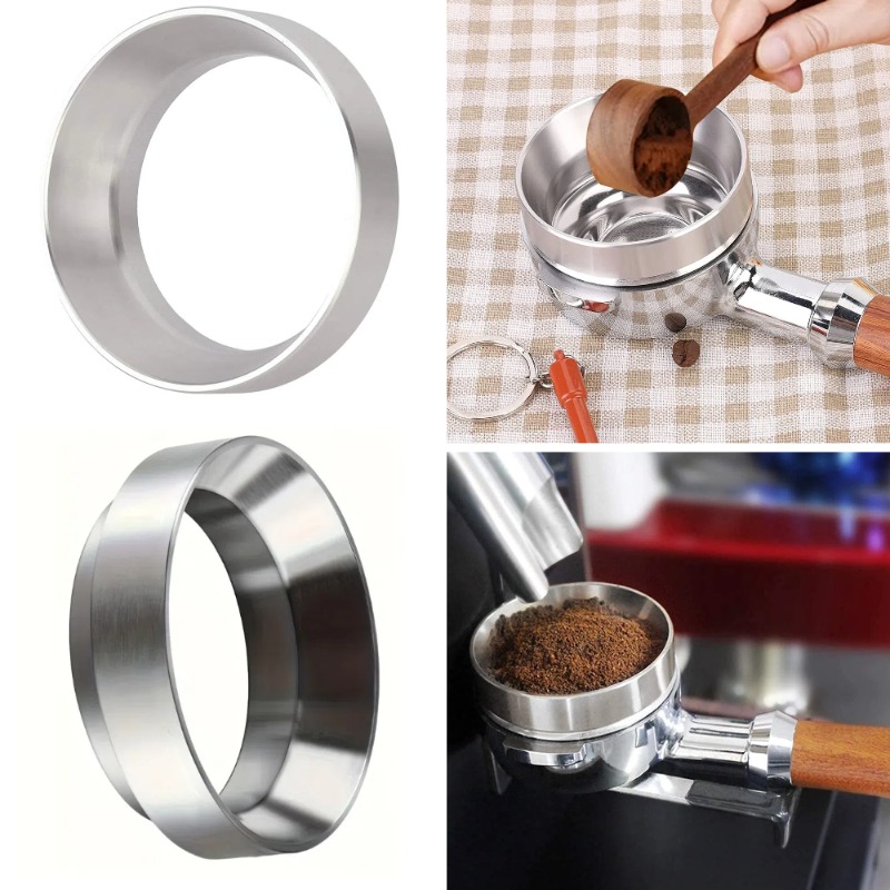 Dosing Funnel Ring - ステンレス鋼のエスプレッソ計量漏斗、コーヒーグラインダーと互換性のあるパウダーディスペンサーリング、家庭、オフィス、レストランでの使用に最適