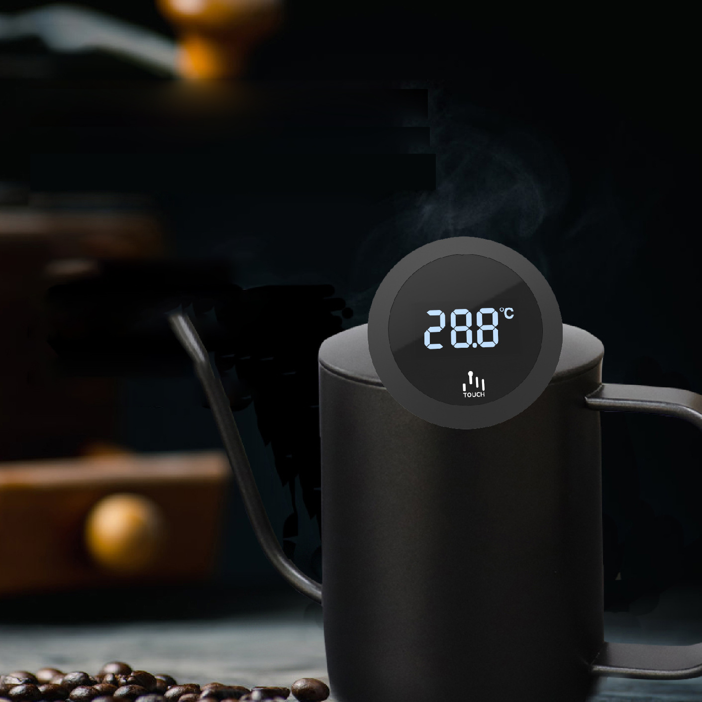 Milk Steaming Pitcher - 0から100 ℃ タッチスクリーンダイヤル温度計コーヒーポットミルク泡立てジャグプロフェッショナルカフェキッチン温度測定