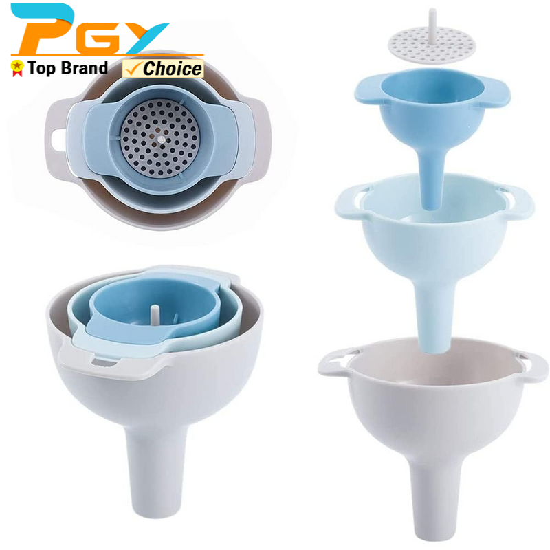 Dosing Funnel Ring - ボトル充填用4 in 1キッチン漏斗 取り外し可能なストレーナーフィルター付きキッチン漏斗 BPAフリー食品グレードオイル漏斗