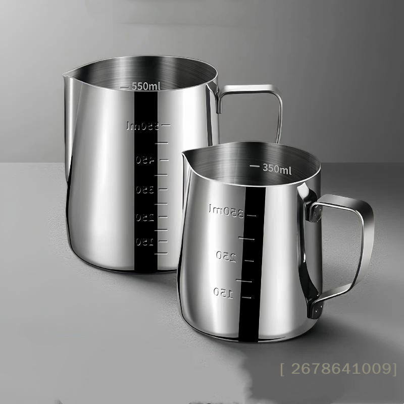 Milk Steaming Pitcher - ⚑ 350ml/600mlステンレス製泡立てピッチャー エスプレッソ プルフラワーカップ カプチーノ コーヒーミルクフローサー