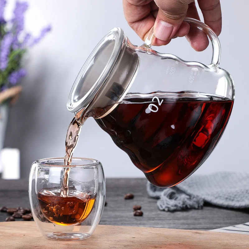 Coffee Equipment Wdt - 蓋付きの手作りコーヒーカラフ,透明なガラスのやかん,共有ポット,カラフメーカーの付属品,350 600 800ml