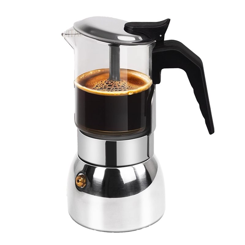 Coffee Equipment Wdt - ABUI-クリアガラス 4カップ モカポット 304ステンレス鋼 厚底コンロ用エスプレッソメーカー イタリアンコーヒーメーカー