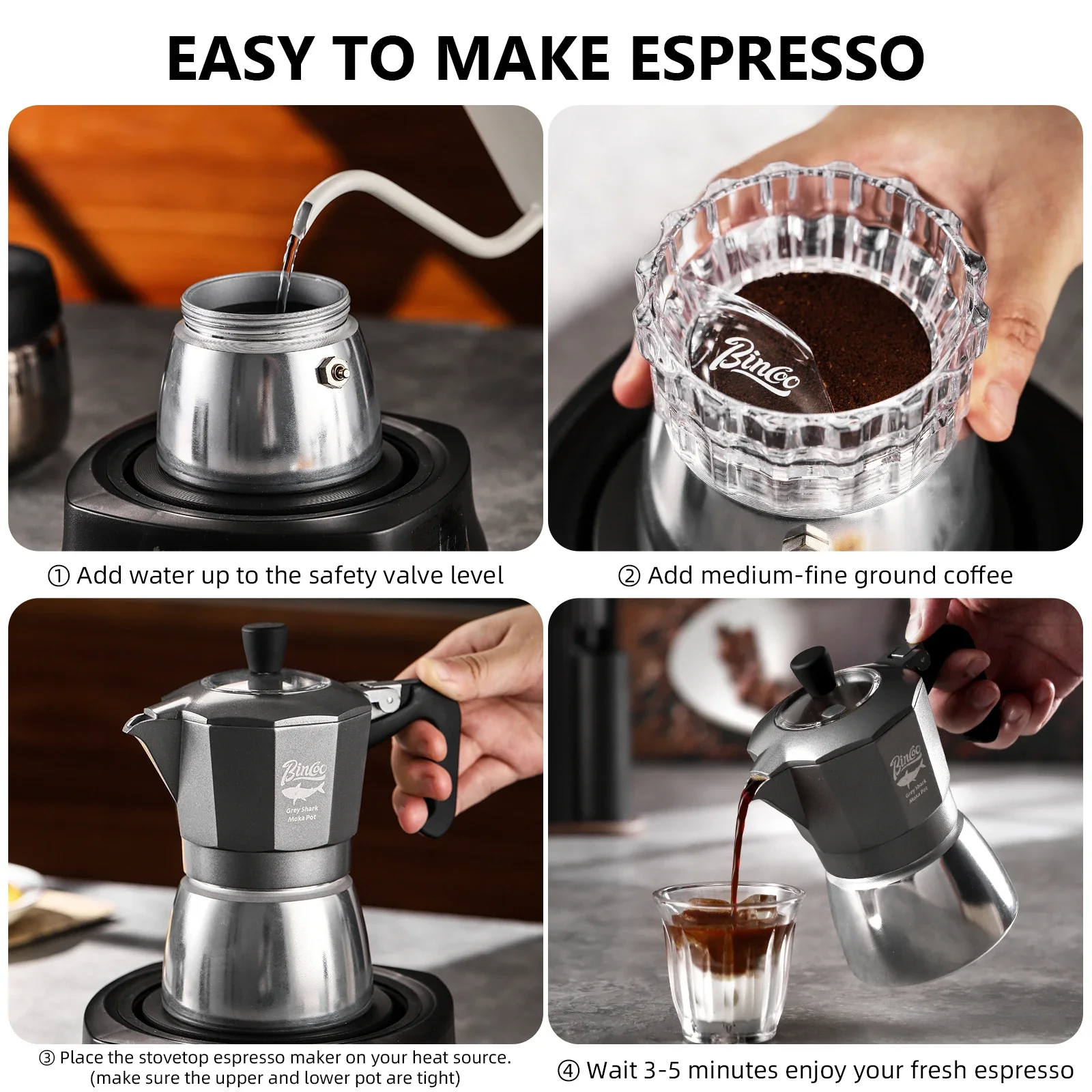 Bincoo 2カップ ダブルバルブ モカポット アルミ合金 - Coffee Equipment Wdt のレビューと価格