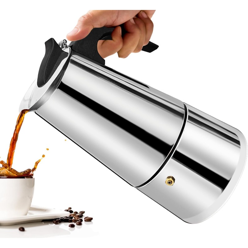 6 カップモカポットステンレス鋼コーヒーメーカーパーコレータ - Coffee Equipment Wdt のレビューと価格
