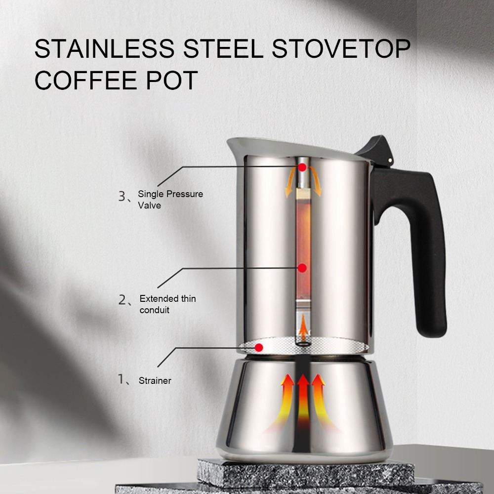ステンレス製モカポット 大容量 シルバー ストーブトップモカ - Coffee Equipment Wdt のレビューと価格