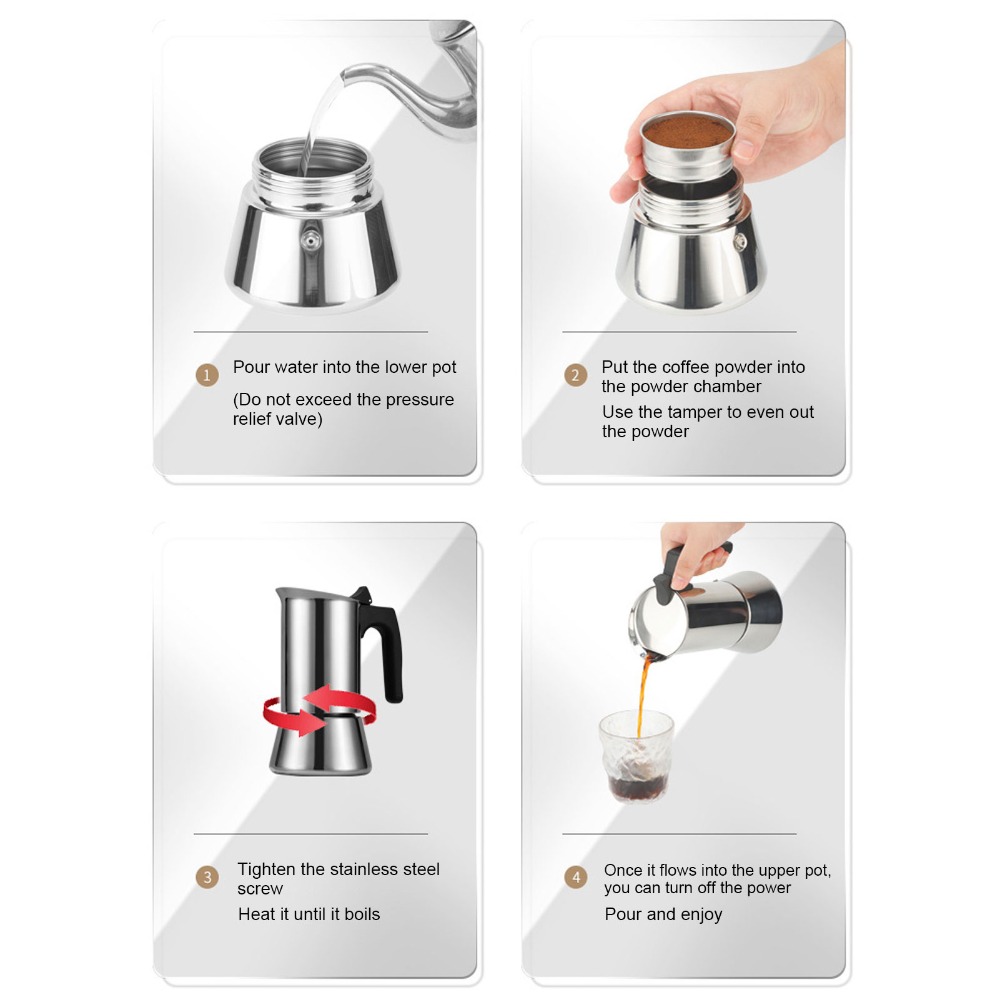 ステンレス製モカポット 大容量 シルバー ストーブトップモカ - Coffee Equipment Wdt のレビューと価格