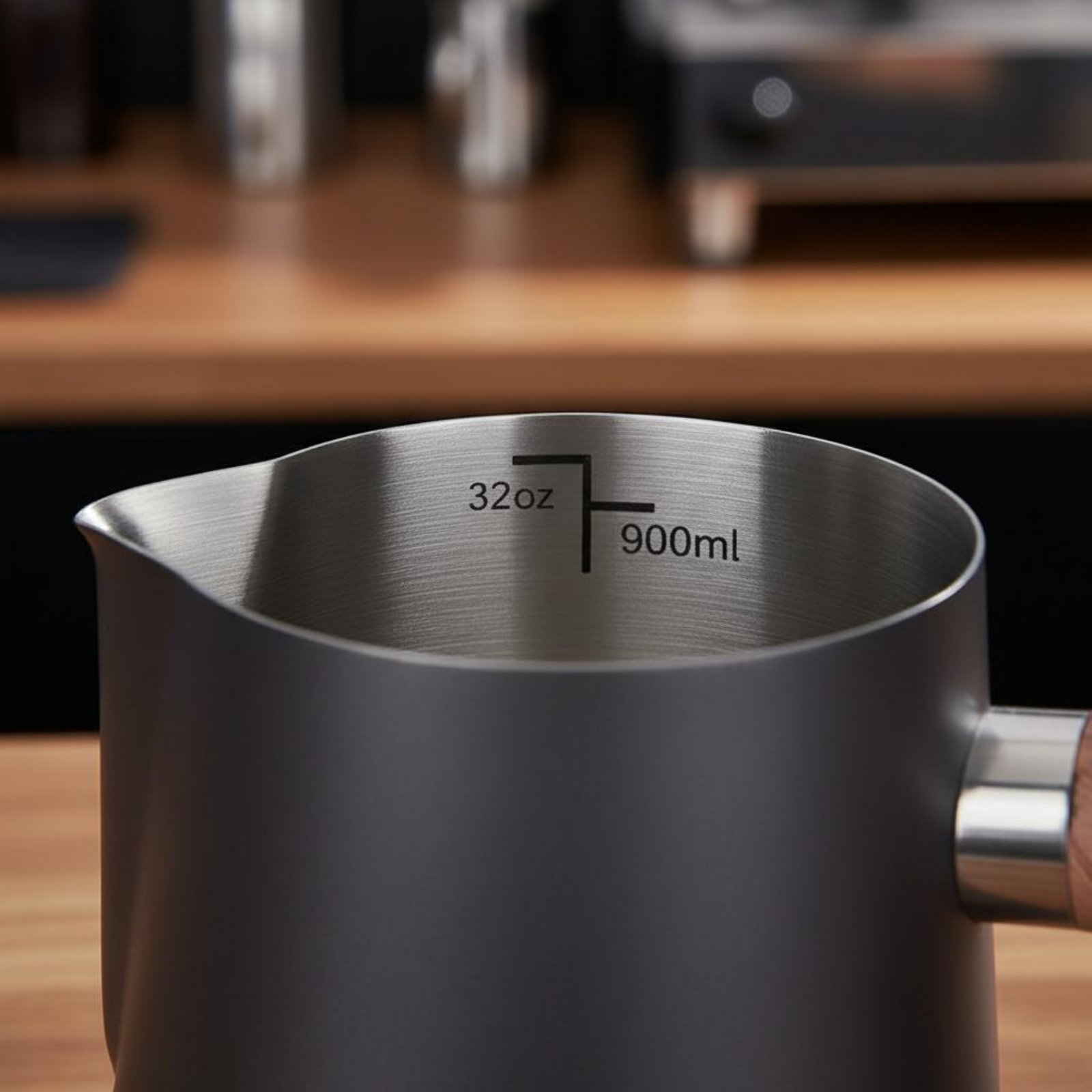木製ハンドル付きラテアートジャグ 厚みのあるフレーム ステン - Milk Steaming Pitcher のレビューと価格