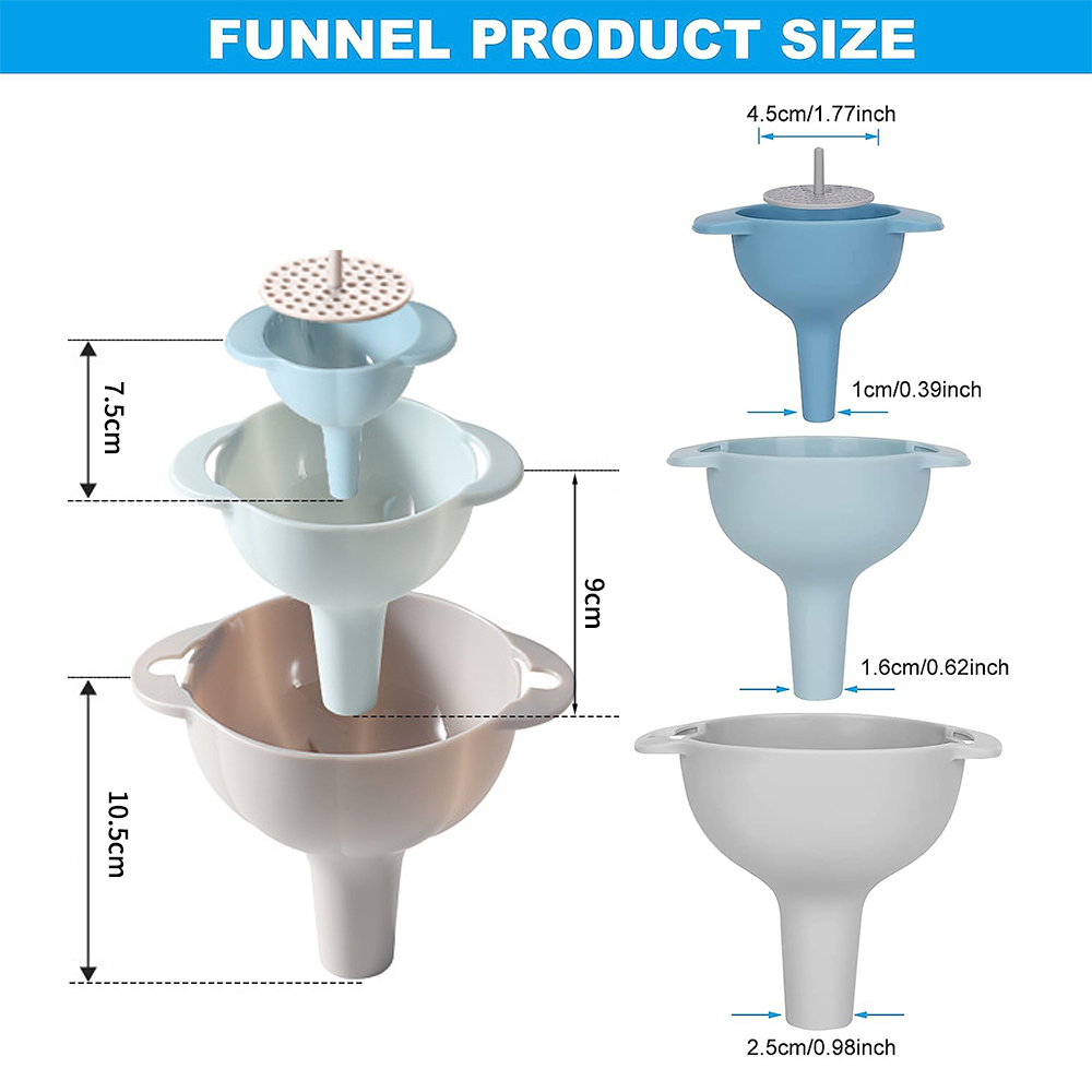 ボトル充填用4 in 1キッチン漏斗 取り外し可能なストレー - Dosing Funnel Ring のレビューと価格