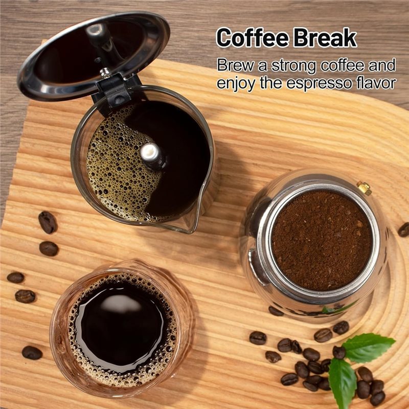 ABUI-クリアガラス 4カップ モカポット 304ステンレ - Coffee Equipment Wdt のレビューと価格