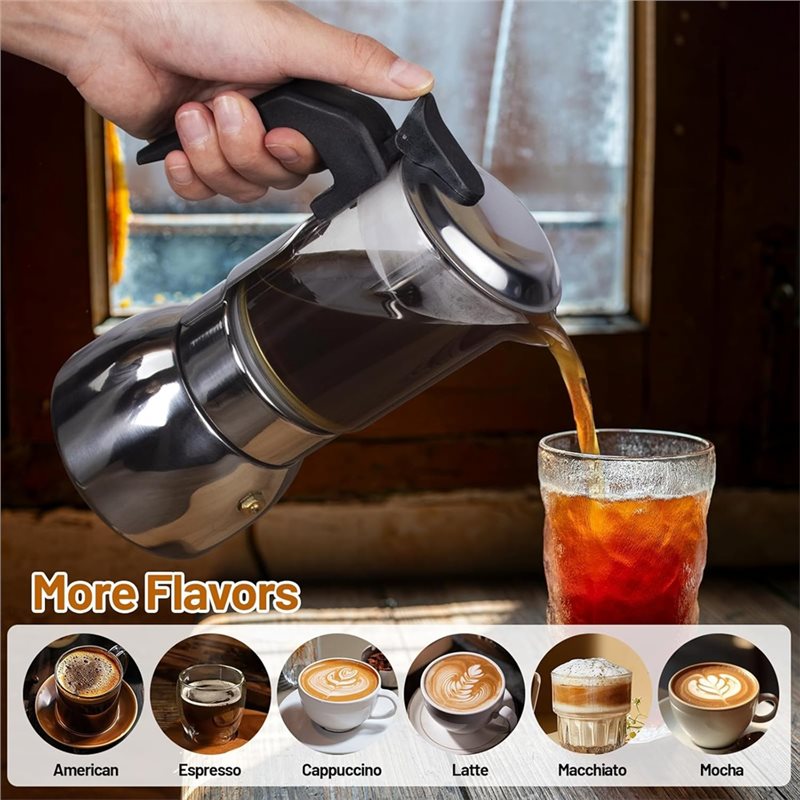 ABUI-クリアガラス 4カップ モカポット 304ステンレ - Coffee Equipment Wdt のレビューと価格